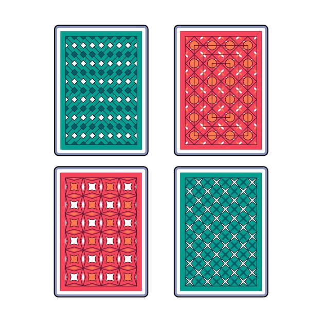 Vector gratuito ilustración del diseño de la espalda de la tarjeta de juego dibujada a mano