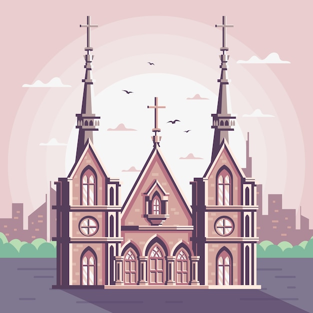 Vector gratuito ilustración de edificio de iglesia de diseño plano