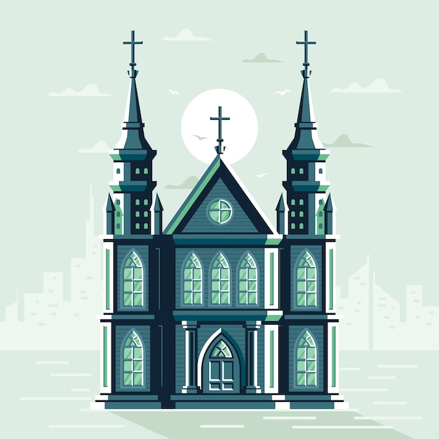 Vector gratuito ilustración de edificio de iglesia de diseño plano