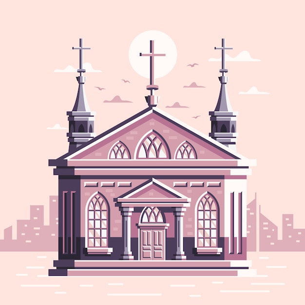 Vector gratuito ilustración de edificio de iglesia de diseño plano
