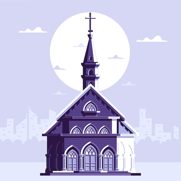 Vector gratuito ilustración de edificio de iglesia de diseño plano