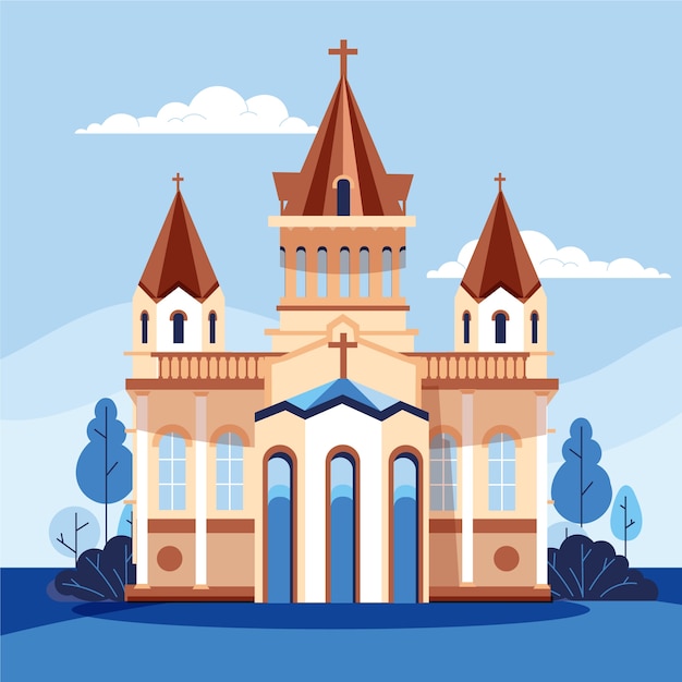 Vector gratuito ilustración de edificio de iglesia de diseño plano
