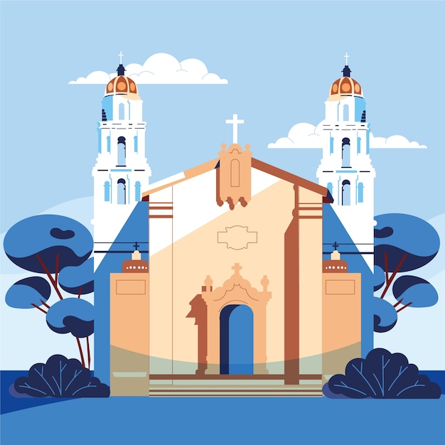Vector gratuito ilustración de edificio de iglesia de diseño plano