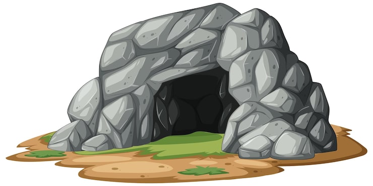 Vector gratuito ilustración de la entrada de la cueva rocosa
