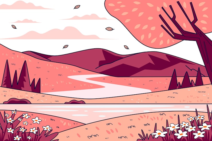 Vector gratuito ilustración de escenas de la naturaleza dibujada a mano