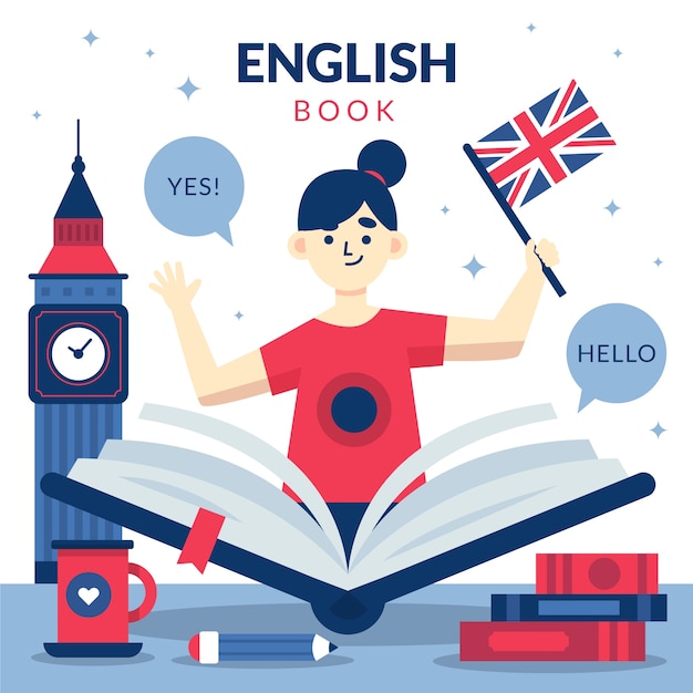 Vector gratuito ilustración de escuela de inglés dibujada a mano
