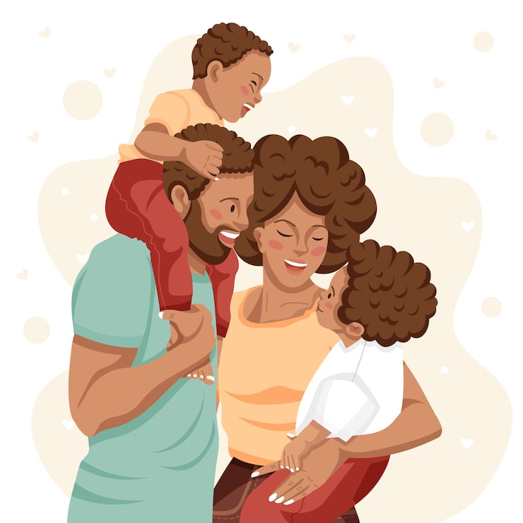 Vector gratuito ilustración familiar negra dibujada a mano