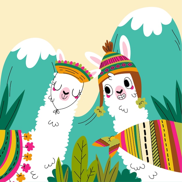 Vector gratuito ilustración de llama de perú dibujada a mano