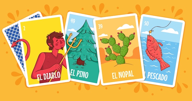 Vector gratuito ilustración de lotería mexicana dibujada a mano