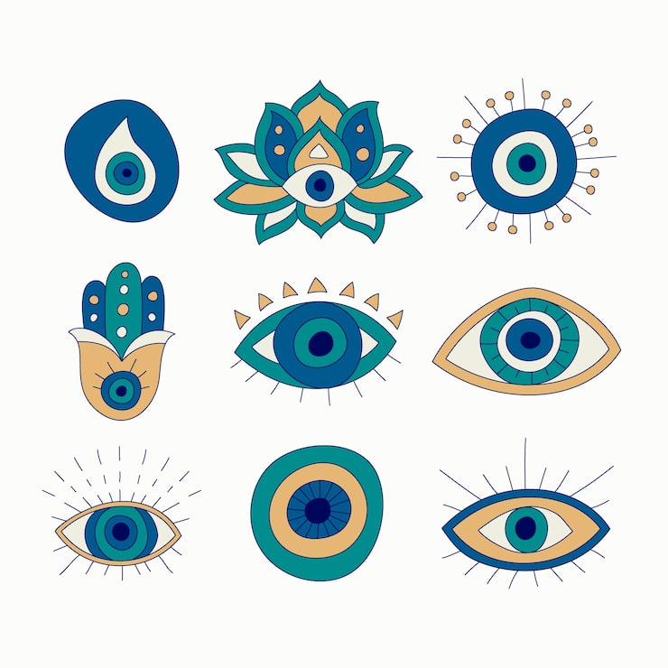 Vector gratuito ilustración de mal de ojo dibujado a mano