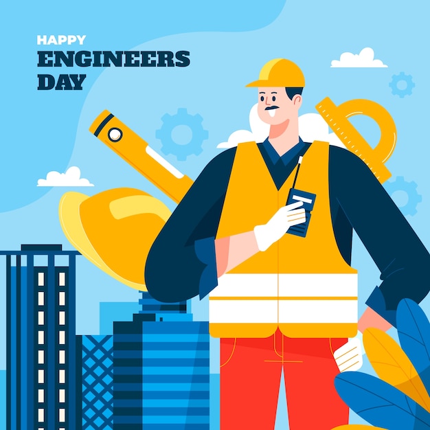 Vector gratuito ilustración plana para el día de los ingenieros