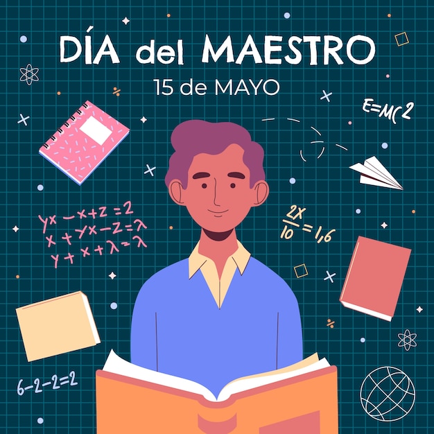 Vector gratuito ilustración plana del día del maestro en español