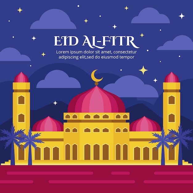 Vector gratuito ilustración plana de eid al-fitr