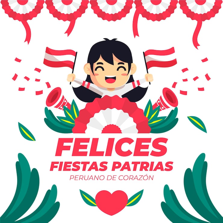 Vector gratuito ilustración plana fiestas patrias de peru
