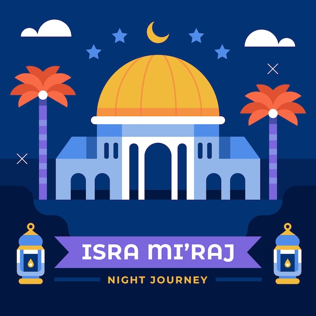 Vector gratuito ilustración plana isra miraj