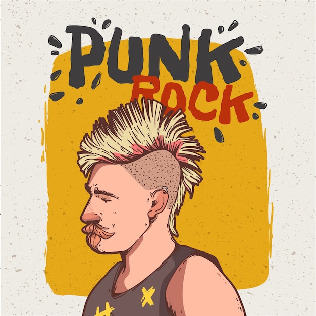 Vector gratuito ilustración de punk rock dibujado a mano