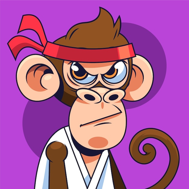 Vector gratuito ilustración de simio estilo nft dibujado a mano
