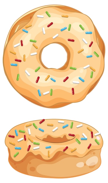 Vector gratuito ilustración vectorial de una dona glaseada con chispas multicolores