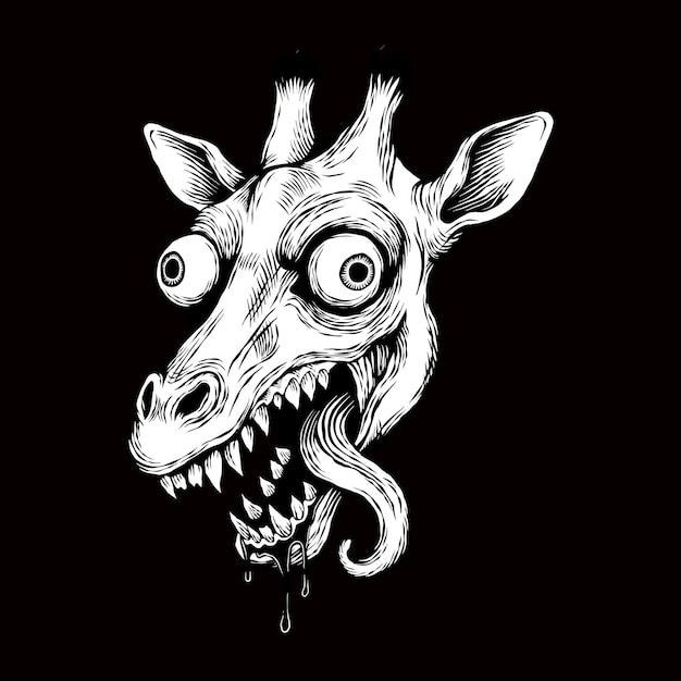 Vector gratuito ilustración vectorial de jirafa enojada dibujada a mano