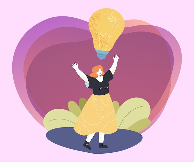 Vector gratuito ilustración vectorial plana de la mujer y la bombilla