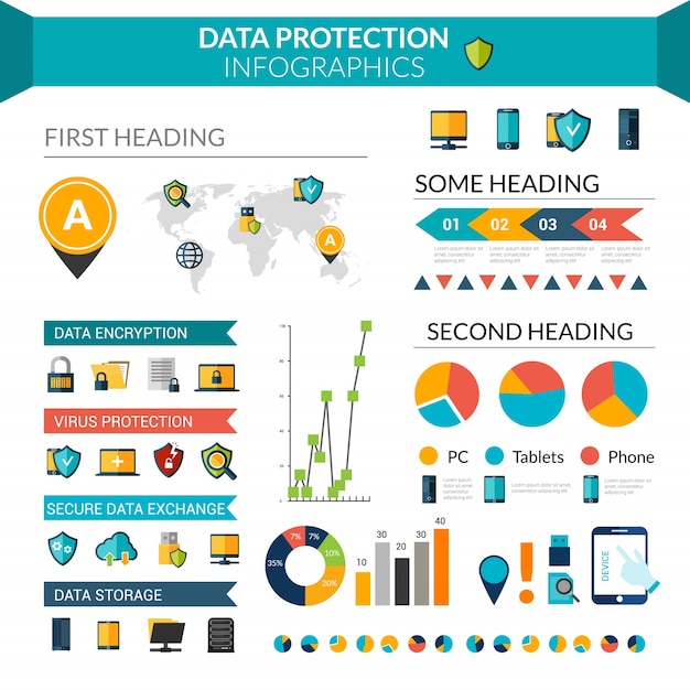 Vector gratuito infografía de protección de datos