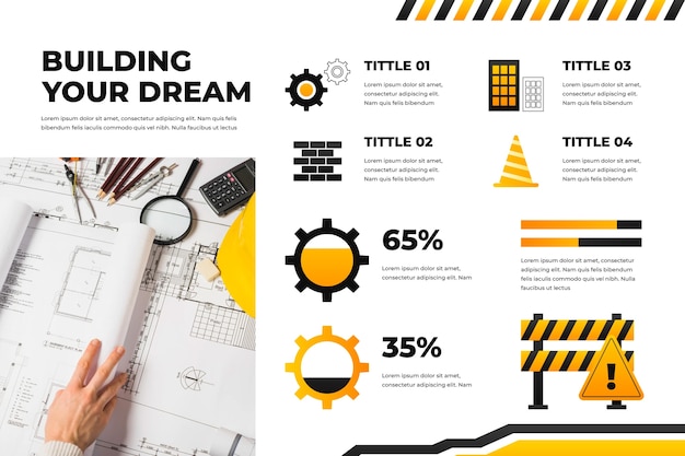 Vector gratuito infografía de proyecto de construcción de gradiente