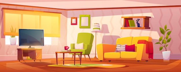 Vector gratuito interior de primavera de la sala de estar