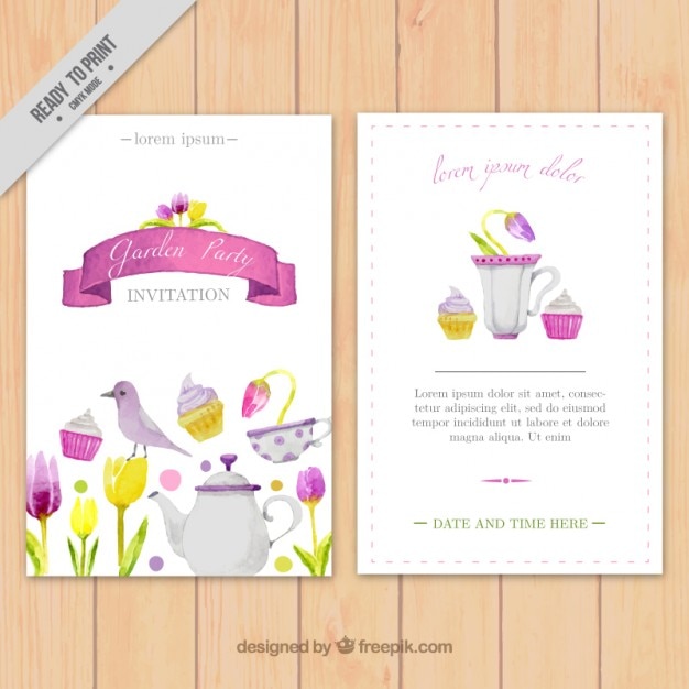 Vector gratuito invitación para fiesta de jardín con acuarelas