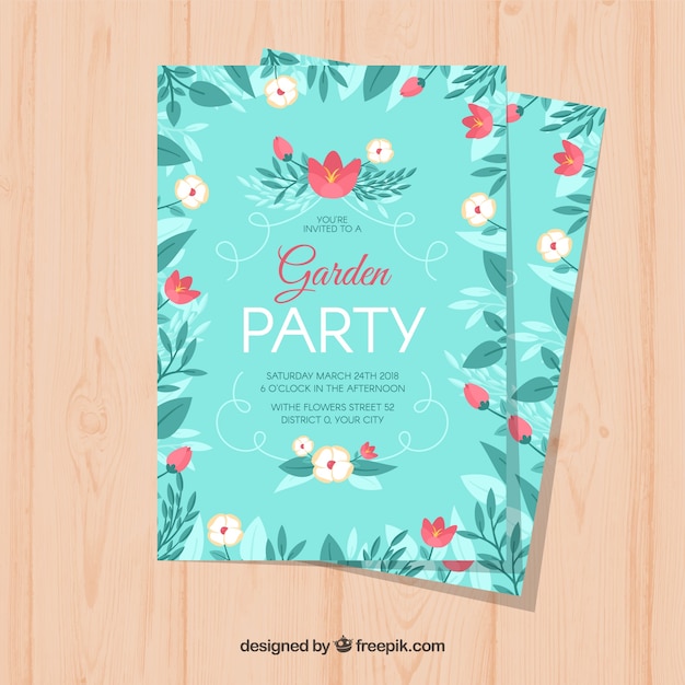 Vector gratuito invitación de fiesta en el jardín de primavera
