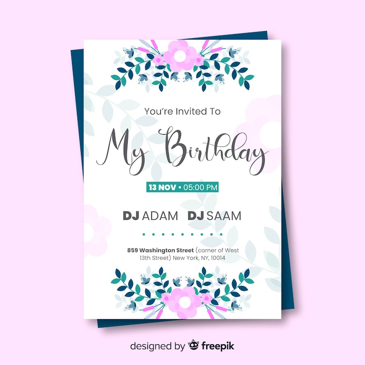 Vector gratuito invitación de tarjeta de cumpleaños elegante diseño