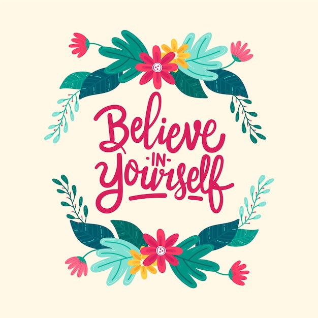 Vector gratuito letras de amor propio con flores