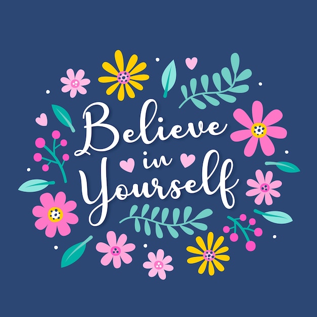 Vector gratuito letras de amor propio de flores