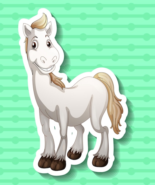 Vector gratuito lindo, caballo blanco, sonriente