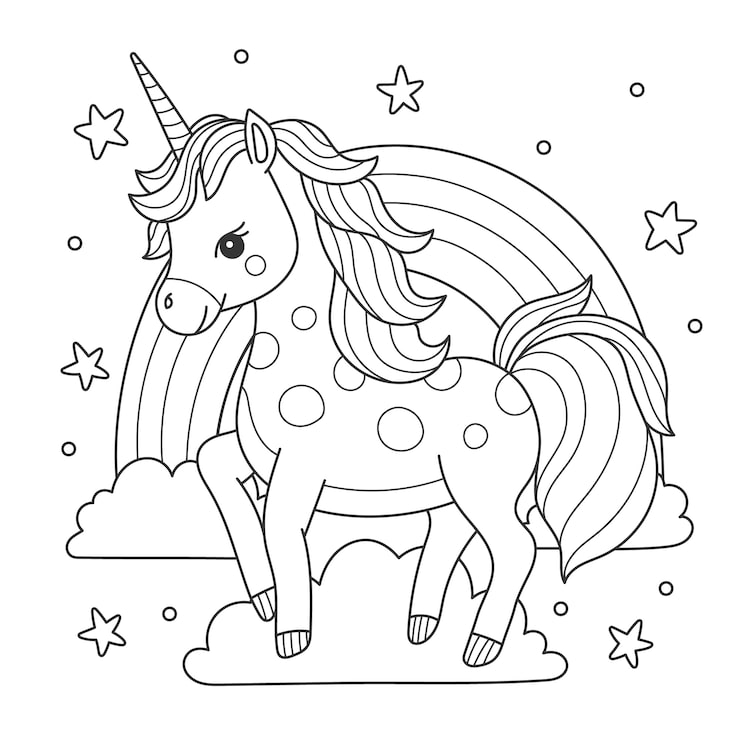 Vector gratuito lindo libro para colorear con unicornio