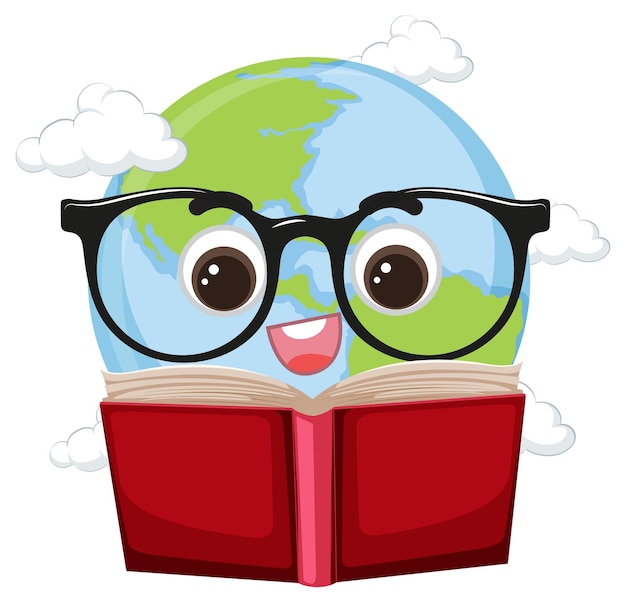 Vector gratuito lindo planeta tierra con gafas