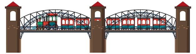 Vector gratuito locomotora de vapor aislada en el puente