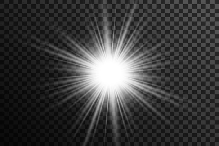 Vector gratuito luz estelar blanca óptica transparente con efecto de ráfaga