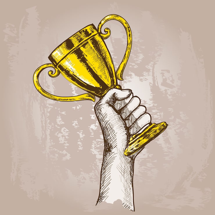 Vector gratuito mano sosteniendo el trofeo
