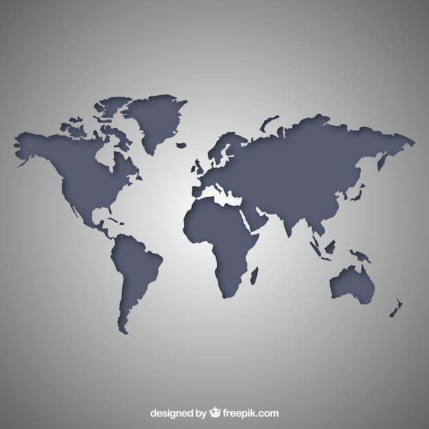 Vector gratuito mapa del mundo gris