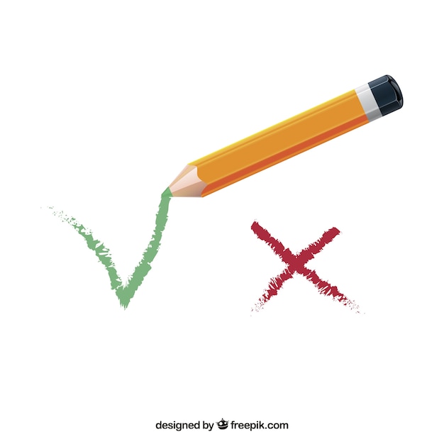 Vector gratuito marcas de verificación y lápiz