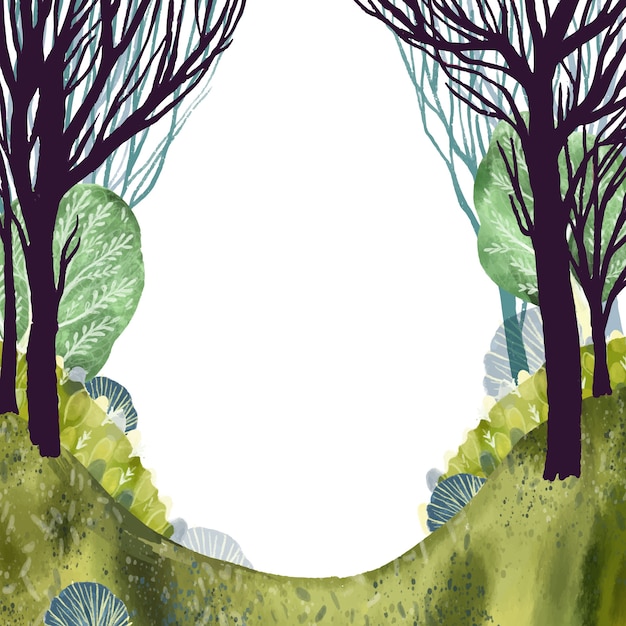 Vector gratuito marco de bosque encantado de acuarela