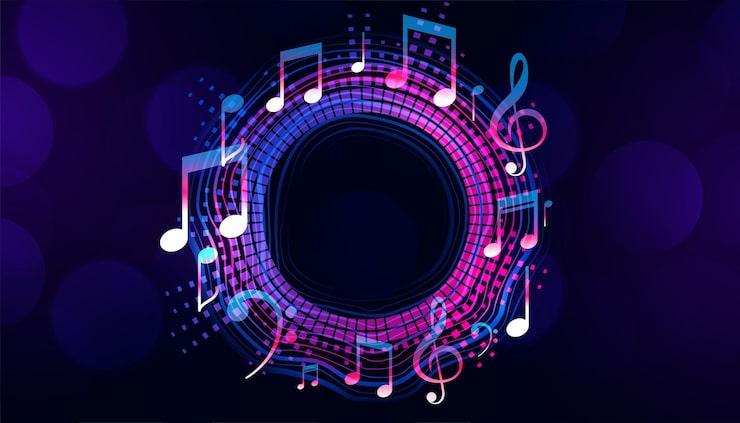 Vector gratuito marco de notas musicales con espacio de texto.