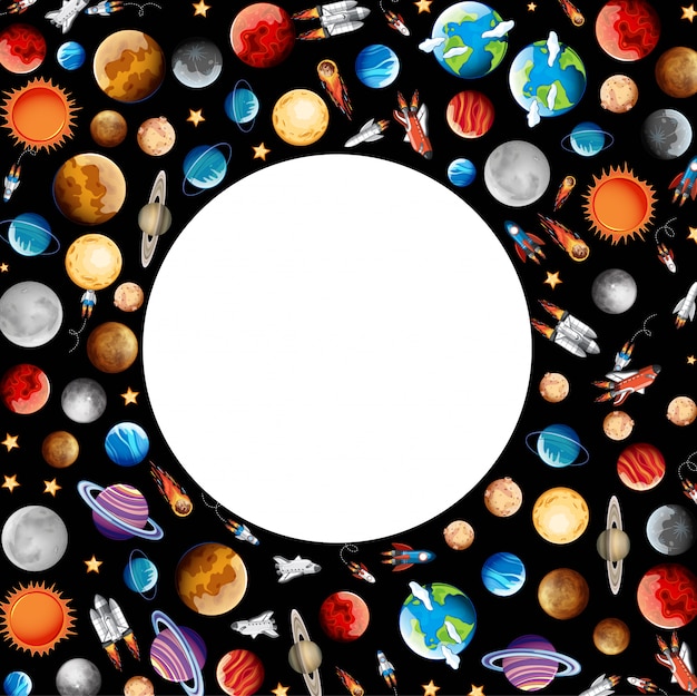 Vector gratuito marco con planetas en el espacio