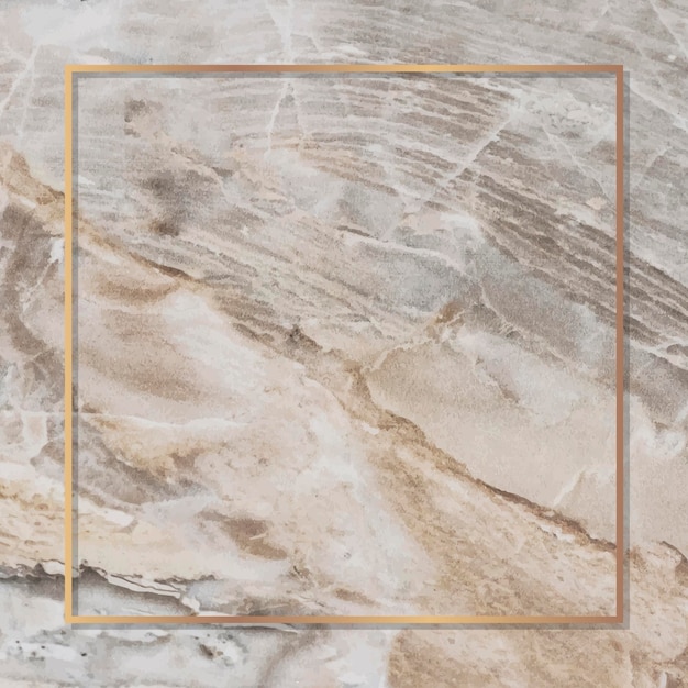 Vector gratuito marco de rectángulo dorado sobre fondo de mármol