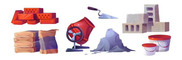 Vector gratuito materiales de construcción aislados en blanco