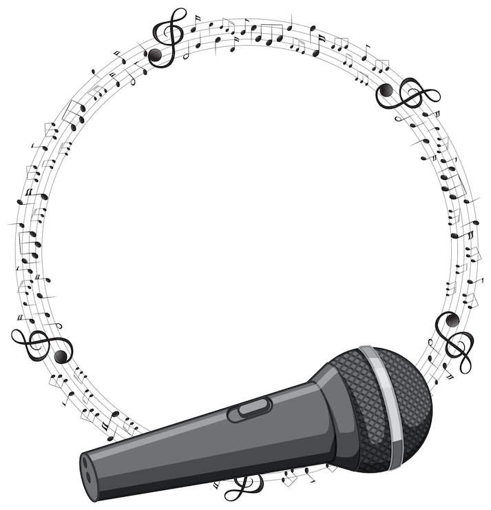 Vector gratuito micrófono musical con círculo de notas