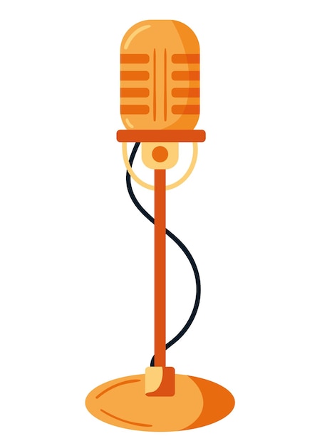 Vector gratuito micrófono retro dorado