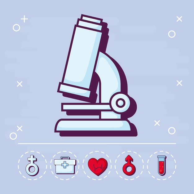 Vector gratuito microscopio y medico