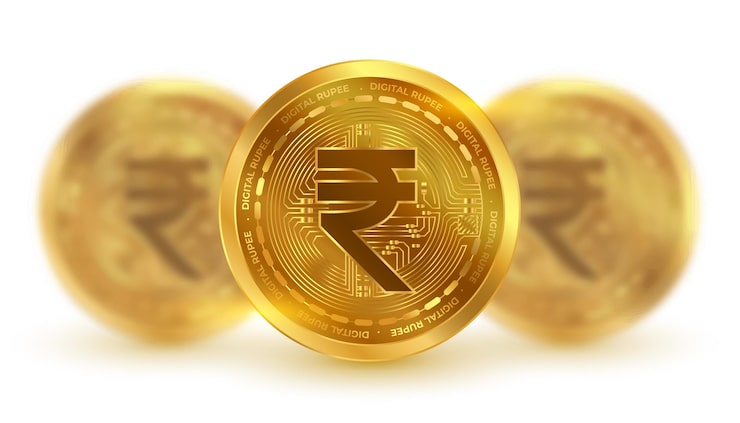 Vector gratuito moneda digital inr fondo de moneda de rupia india en estilo borroso