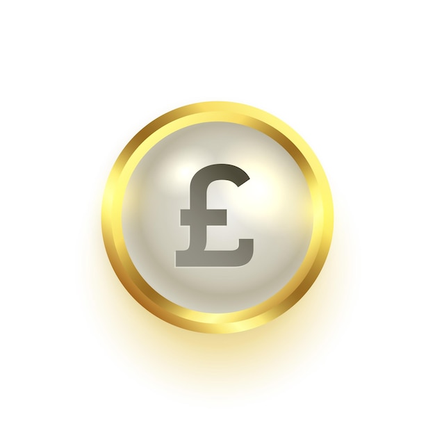 Vector gratuito moneda de oro aislada y de tres dígitos con el símbolo de la libra